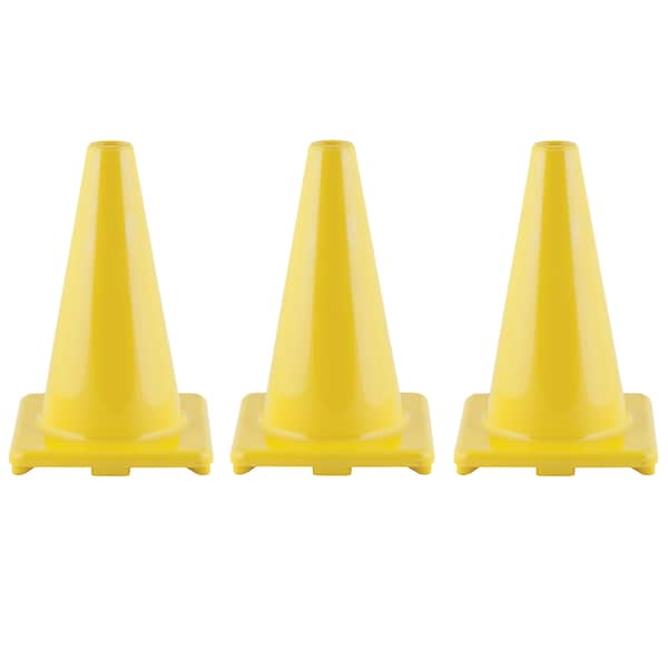 High Visibility Flexible Vinyl Cone, 12in, Yellow, PK3
